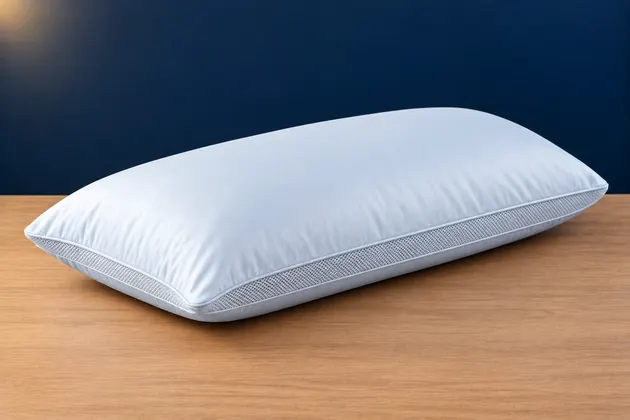 Light blue cooling pillow with a breathable mesh side panel